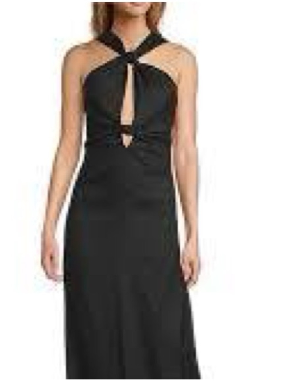 ANTONIO MELANI Black Strapless Twist Front Evening Gown